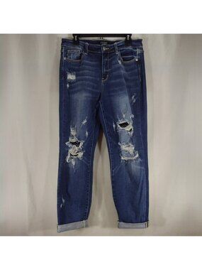Judy Blue Womens Jeans Size 11 30 Boyfriend High Rise Destroyed Distressed Denim